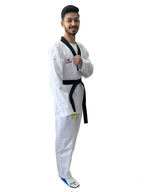 JUMOK Siyah Yaka Fitilli Taekwondo Elbisesi Dobok